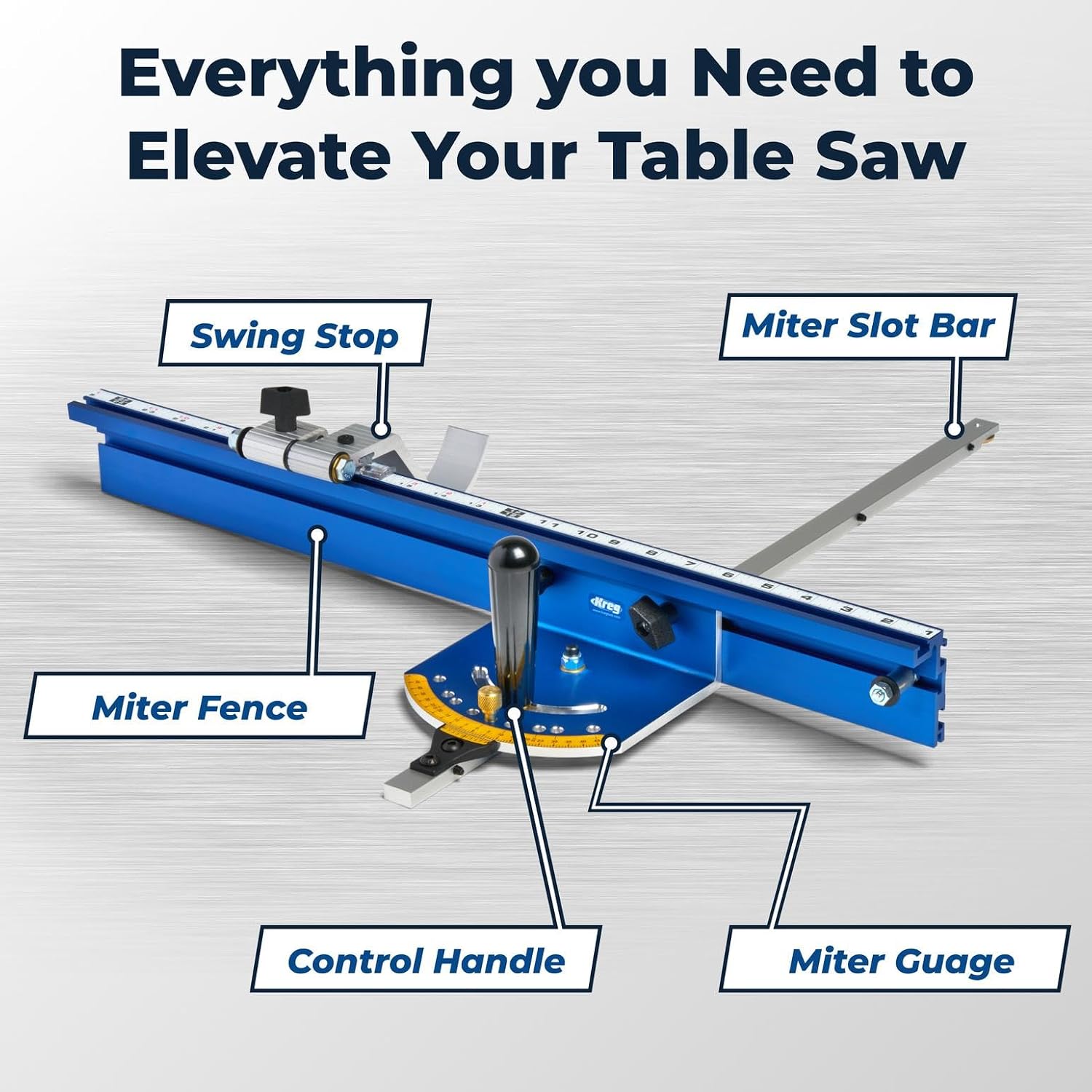 Kreg Precision Miter Gauge System - Adjustable Table Saw Miter Gauge Fence - High Accuracy Angle Cutting Tool - KMS7102