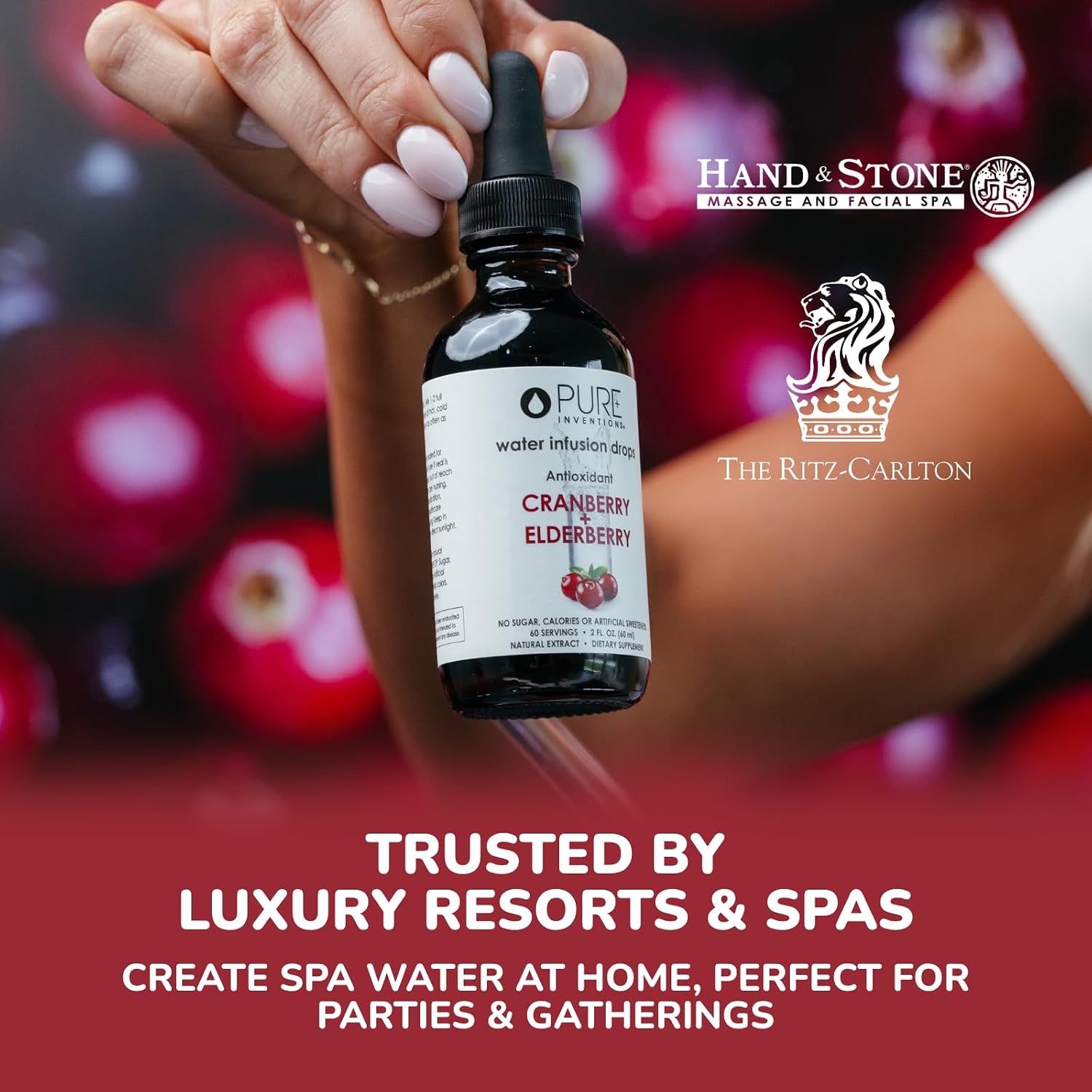 Pure Inventions Water Enhancer Drops - Refreshing and Delicious - Antioxidants, Electrolytes - No Sugar, Calories, or Artificial Sweeteners - Cranberry and Elderberry (60 Servings)