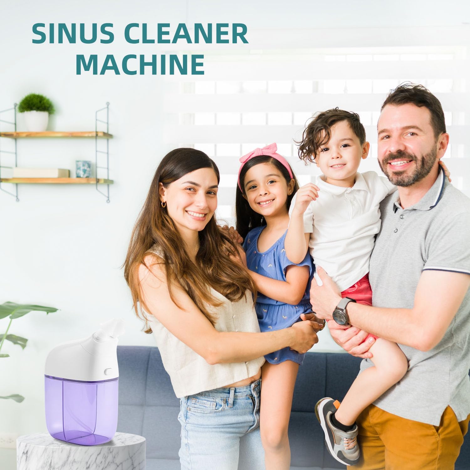 Nasal Irrigation System with 30 Saline Packets, Sinus Rinse Machine, Nose Sinus Cleaner Machine with Water Tank & Waste Collection Tank - Blue