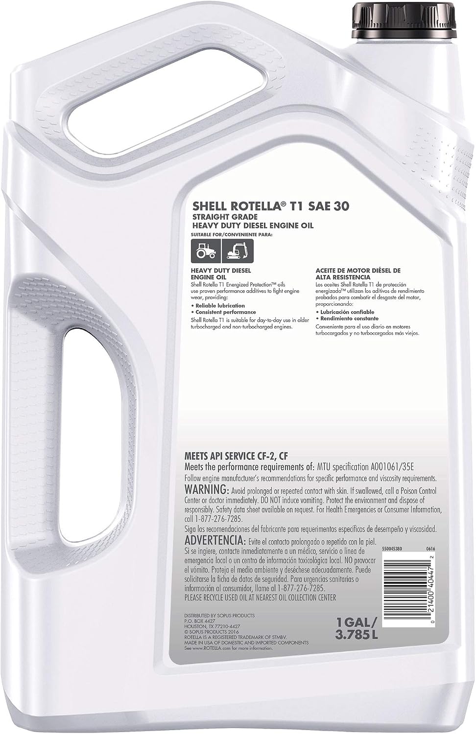 Shell Rotella 550019857-3PK T1 30 Heavy Duty Diesel Engine Oil (CF/CF-2) - 1 Gallon Jug Pack of 3