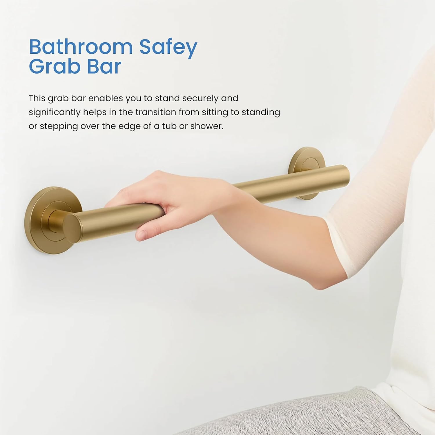 36 Inch Stainless Steel Bathroom Safety Grab Bar | Straight Shaped Grab Bar for Bathtubs and Showers, Shower Safety Grab Bars for Seniors, Wall Mounted Anti-Slip Support (Brushed Nickel, KGB1136)