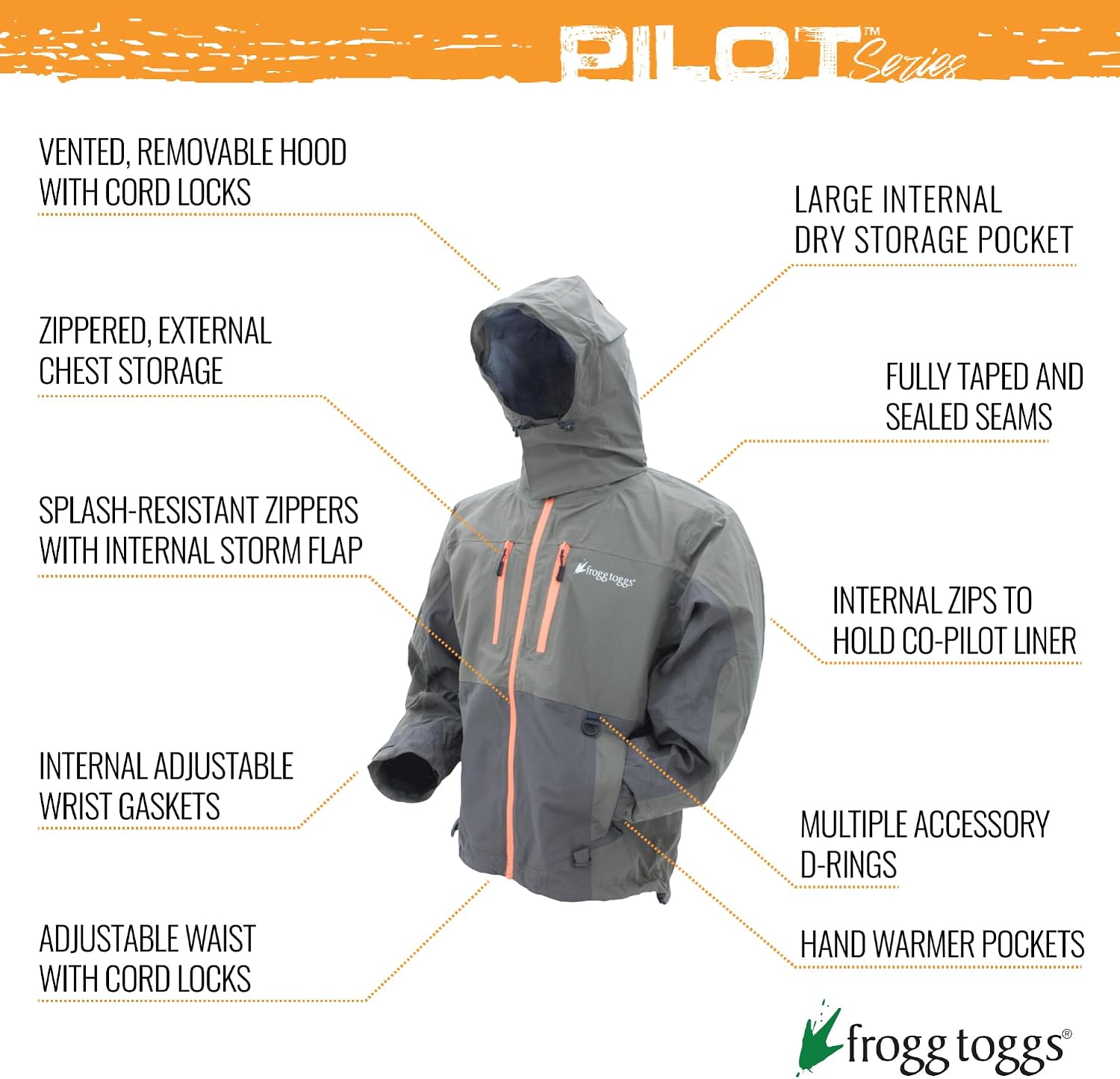 FROGG TOGGS Men's Pilot 2 Guide 3-Layer Waterproof Breathable Rain Jacket