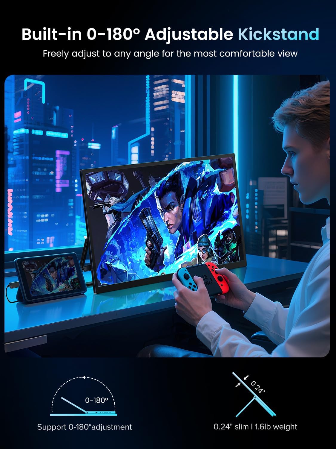 UPERFECT 18.5" 120Hz Portable Monitor, 125% sRGB Large Gaming Monitor