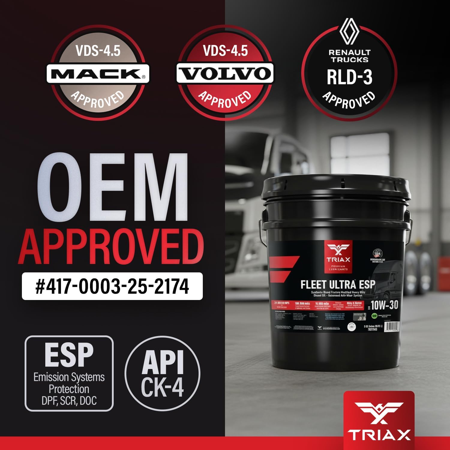 TRIAX Fleet Ultra ESP 10W-30 API CK-4 Licensed Synthetic Blend, Moly and Boron Performance Boosted, Heavy Duty Diesel Engine Oil