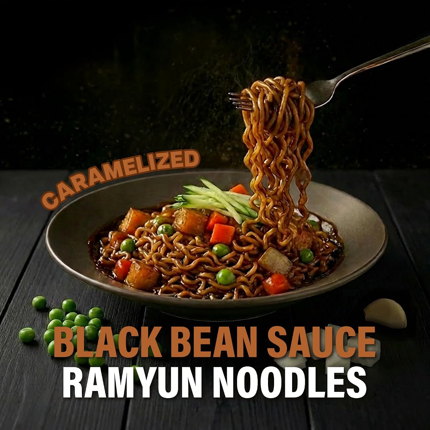 Nongshim Chapagetti, Black Bean Jajangmyeon Korean Ramen Noodles, 10 Pack | Black bean instant noodles with roasted chunjang sauce, onion-garlic notes