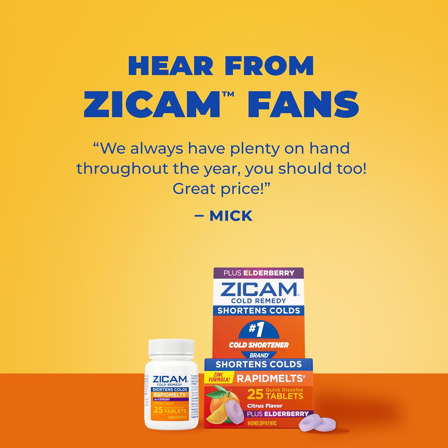 Zicam Cold Remedy RapidMelts, Citrus, 25 Count