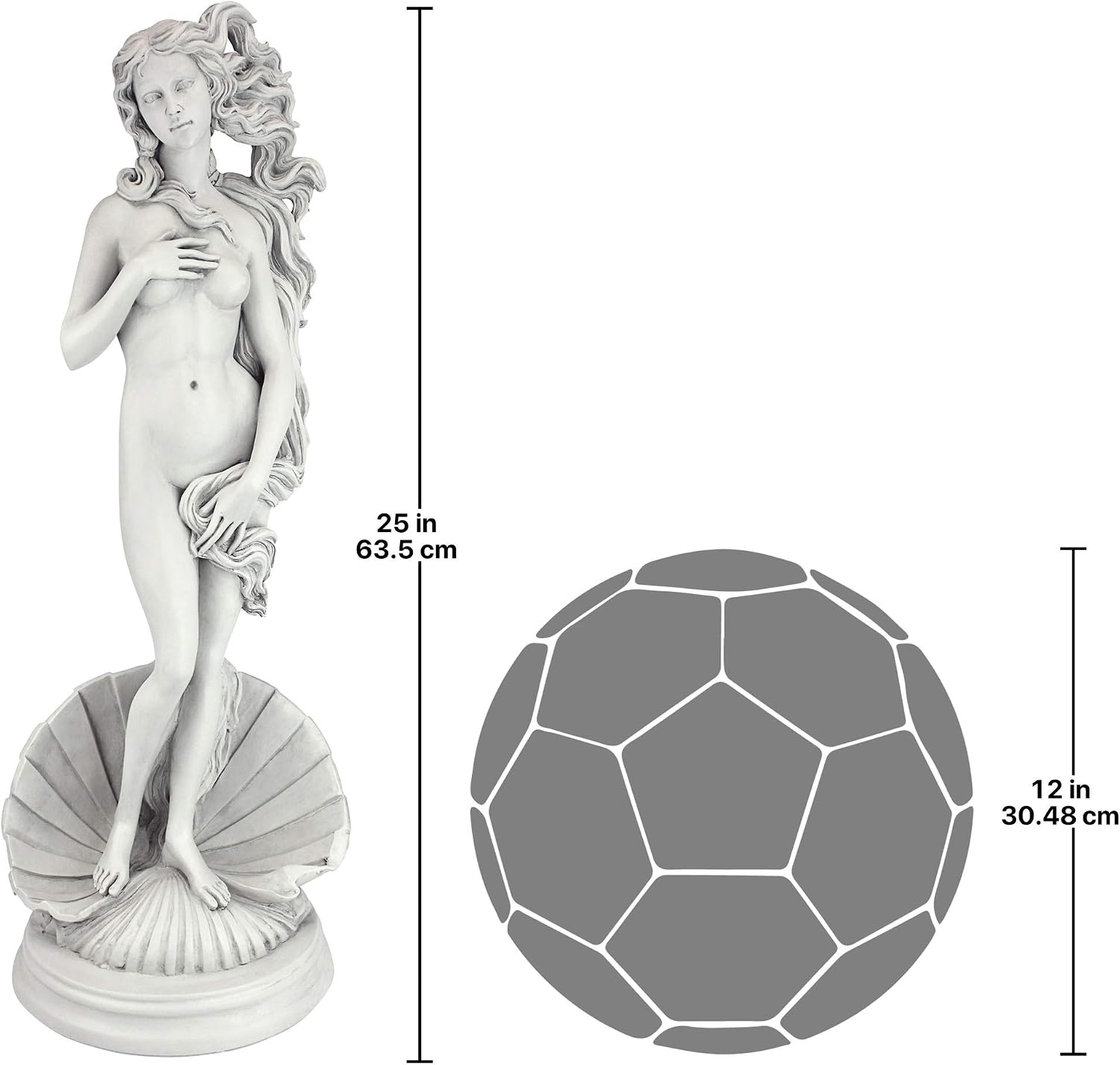 Design Toscano Birth of Venus, Roman Patroness of Love Indoor/Outdoor Garden Statue, 25 inches tall, Cast Stone Resin, Antique Stone Finish