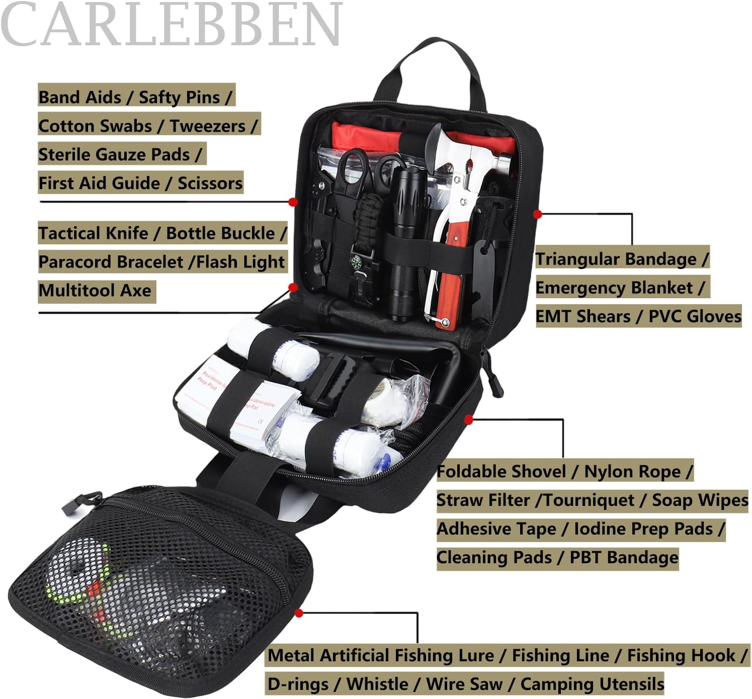 Survival Kit Camping kit First Aid Kit Emergency Bugout Bag Gifts for Men Tactical Gear Accessories Molle Attachments Military