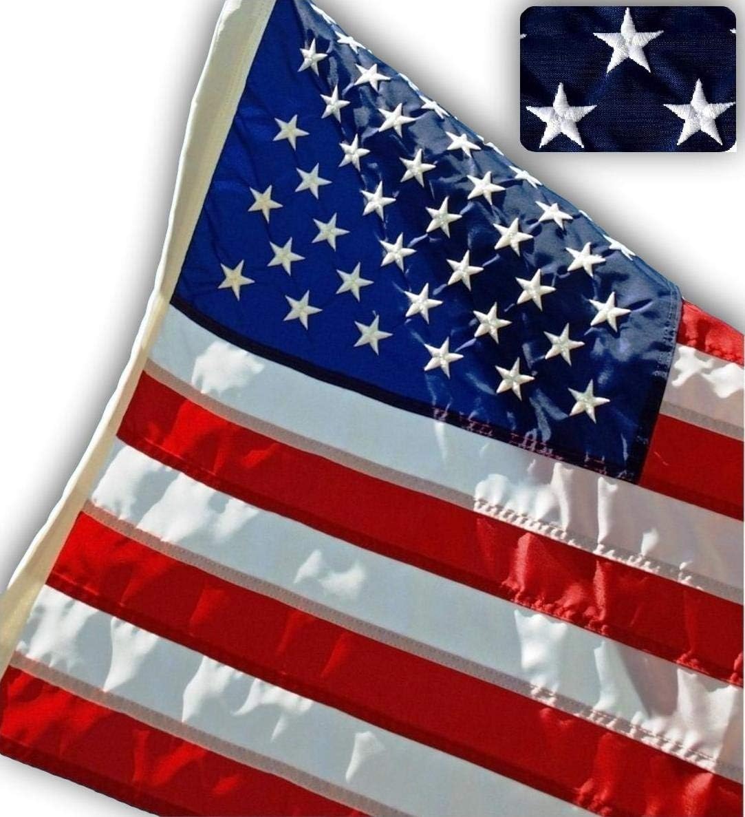 US Flag Factory - 4x6 FT US American Flag (Embroidered Stars, Sewn Stripes) Outdoor SolarMax Nylon Flag - Made in America - Premium Quality (4x6 FT)