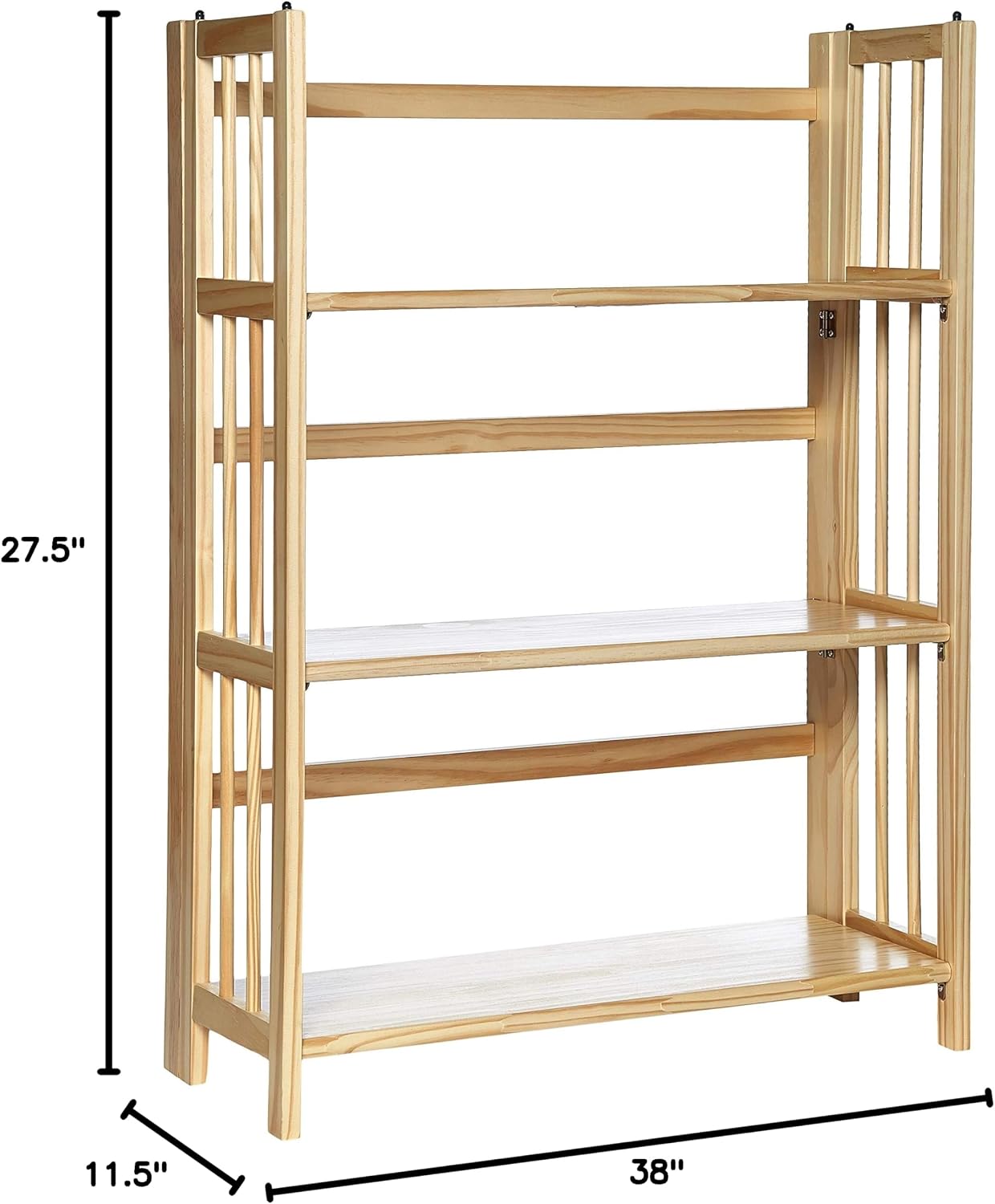 Casual Home 3-Shelf Folding Stackable Bookcase (27.5" Wide)-Walnut