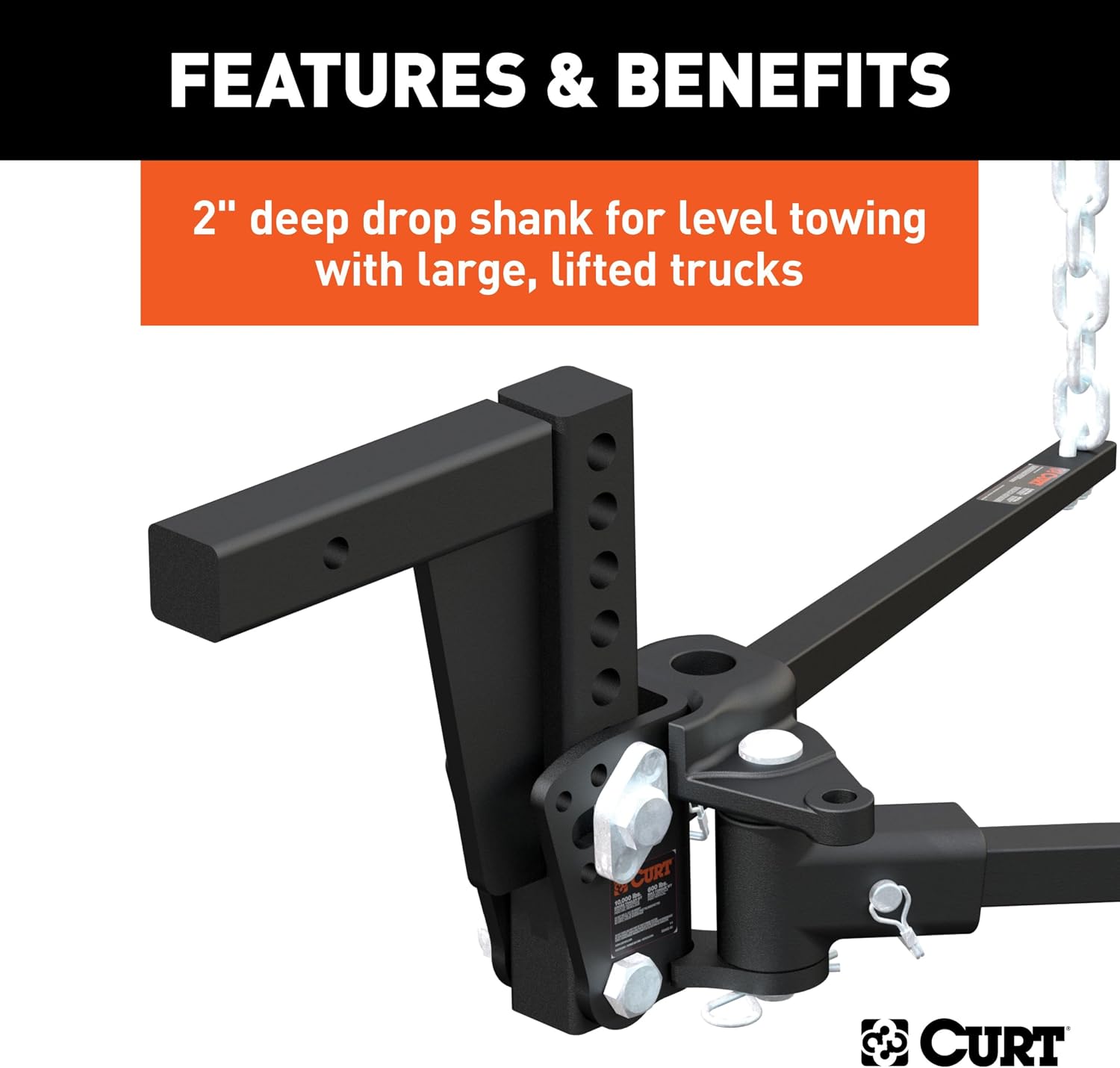 Deep Drop Trunnion Bar Weight Distribution Hitch (8K - 10K lbs, 30-5/8" Bars)