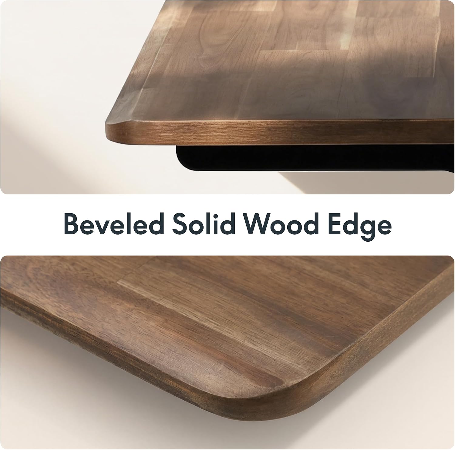 FLEXISPOT Acacia Solid Wood 55"x28" Butcher Block Desktop, Walnut | Acacia Solid Wood, Thick Beveled Edge, For Standing Desk, Office Table, Workbench, DIY Furniture Projects