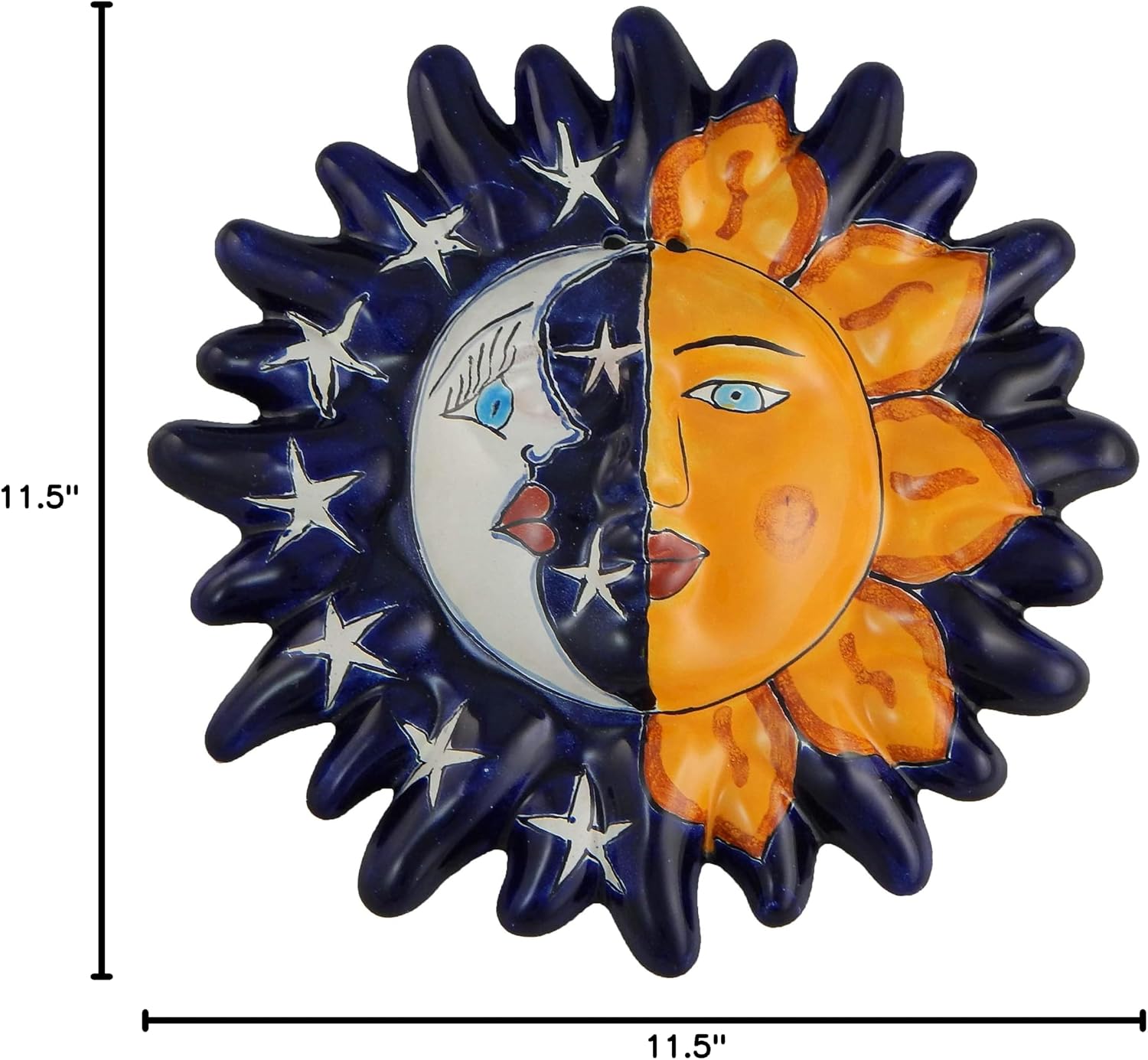 COLOR Y TRADICIÓN Mexican Talavera Ceramic Sun Face Wall Decor Hanging Pottery Folk Art # 13