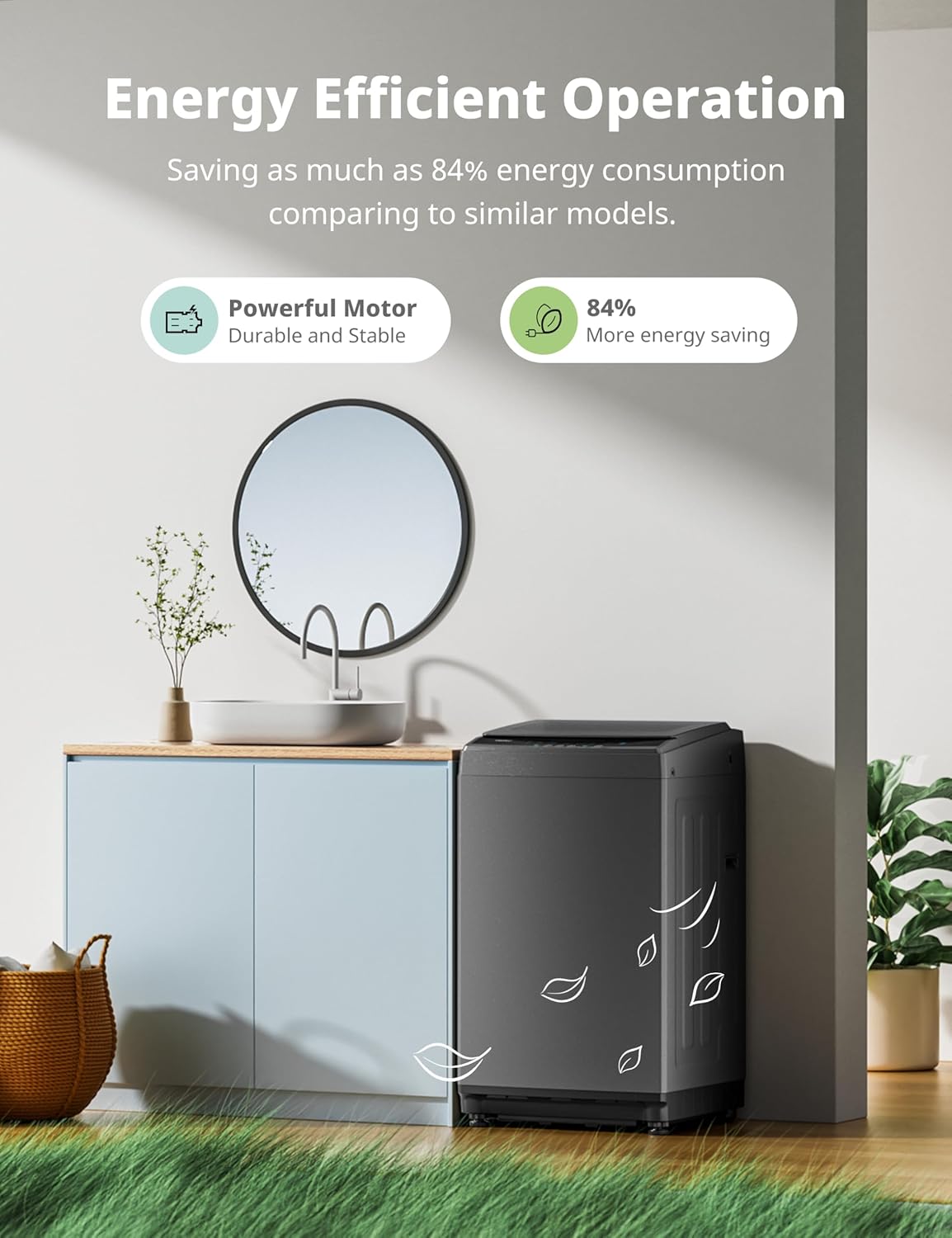 COMFEE’ 1.6 Cu.ft Portable Washing Machine, 11lbs Capacity Fully Automatic Compact Washer with Wheels, 6 Wash Programs Laundry Drain Pump