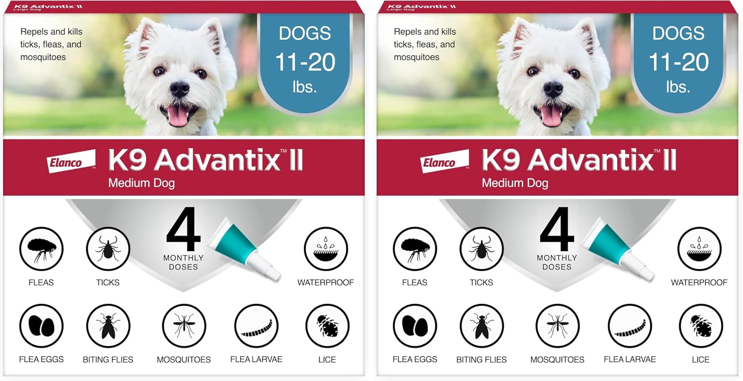 K9 Advantix II Medium Dog Vet-Recommended Flea, Tick & Mosquito Treatment & Prevention | Dogs 11-20 lbs. | 6-Mo Supply