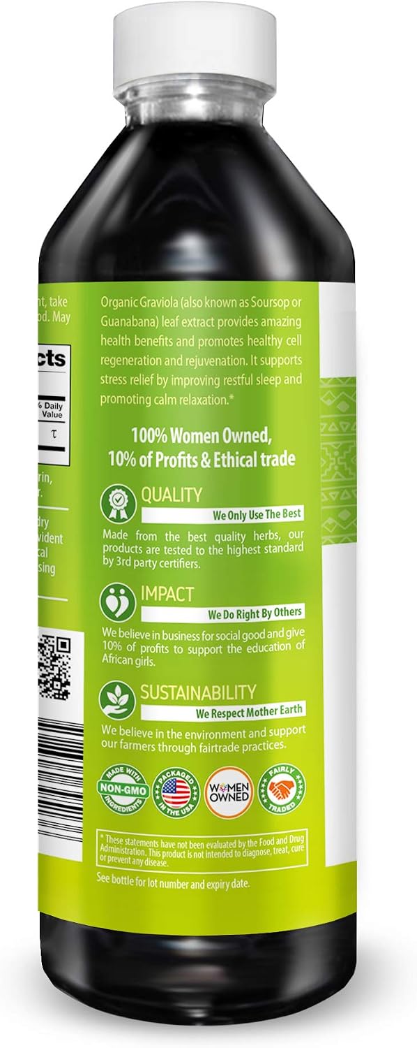 Herbal Goodness Soursop Graviola Liquid Drops Extract, Bitters 12Fl Oz | 15X Strength Organic Guanábana Hoja, Soursop Leaves Extract for Gut Health, Cell & Immune Support, Vegan, Non-GMO
