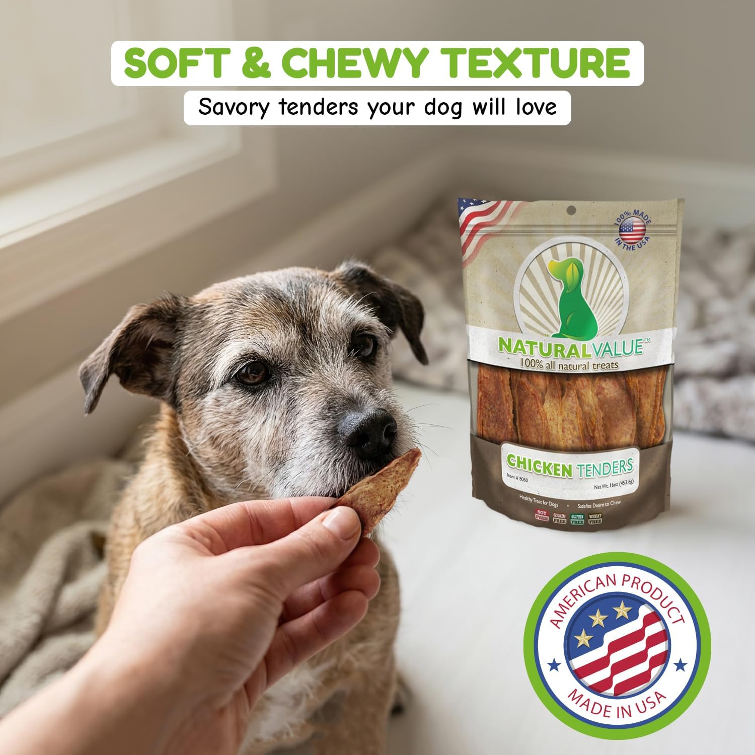 Loving Pets Natural Value Beef Sticks - Soft Jerky Dog Treats for Large & Small Breeds - Healthy Gluten, Wheat, Soy & Grain Free Pet Treats for Dogs