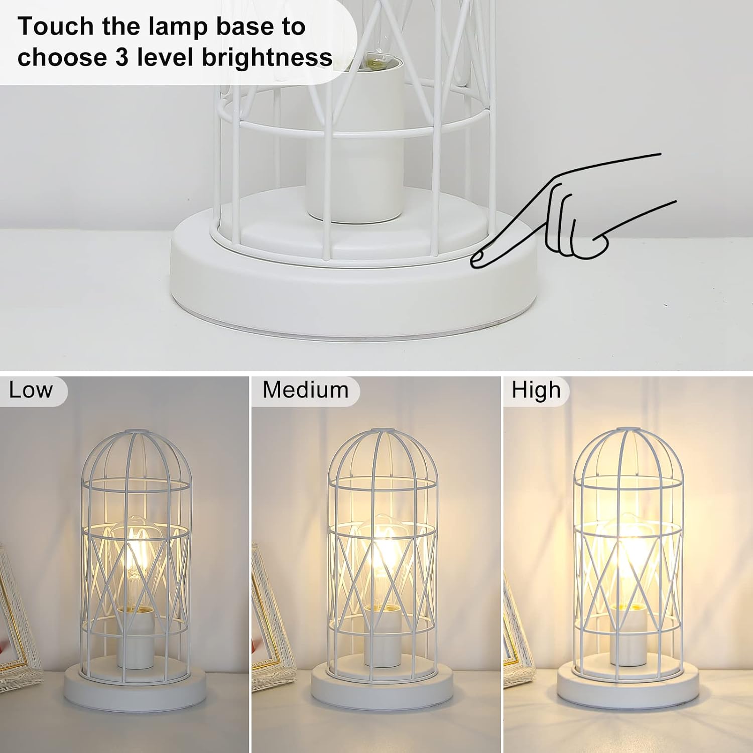Touch Control Table Lamp, 3 Way Dimmable Lamp, Industrial Bedside Lamp