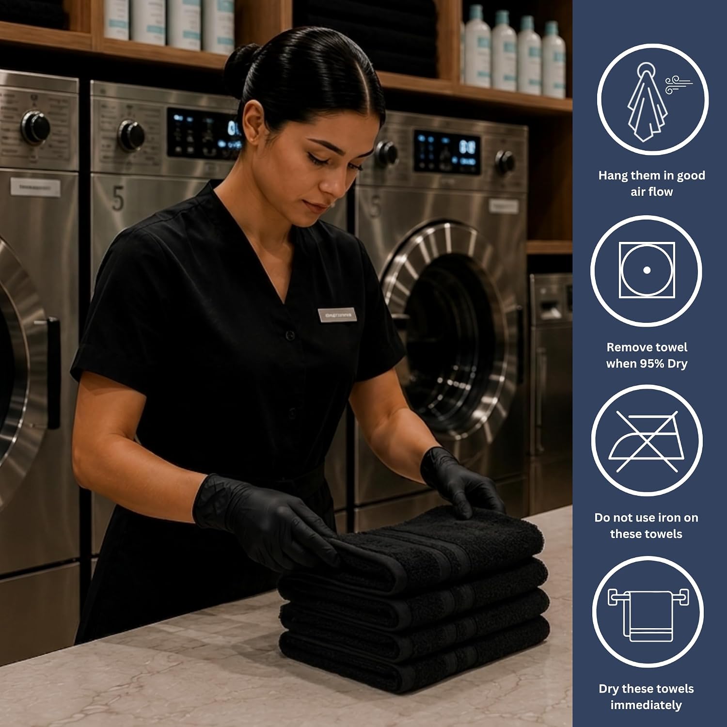 Utopia Towels Bleach Proof Salon Towels, Pack of 24, 16x27 in, Black | Bleach Safe 100% Cotton Salon Towels - Super Absorbent, Durable Ideal for Salon