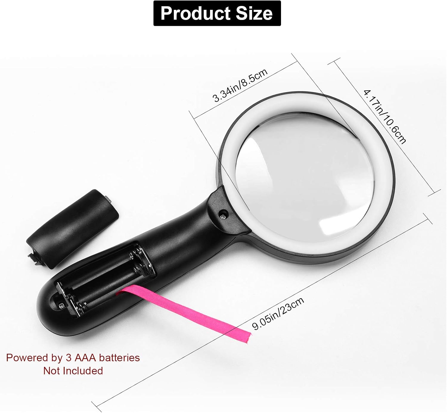 JMH Magnifying Glass with Light, 3X Handheld Large Magnifying Glass 12 LED Illuminated Lighted Magnifier for Macular Degeneration, Seniors Reading
