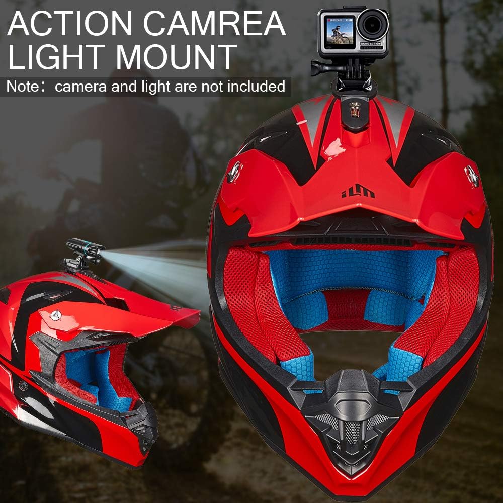 ILM Adult Dirt Bike Helmets ATV Motocross Dirtbike Helmet with Super Soft Liner Camera Mount for Men Women Motorcycle Dual Sport DOT Model-216 (Red