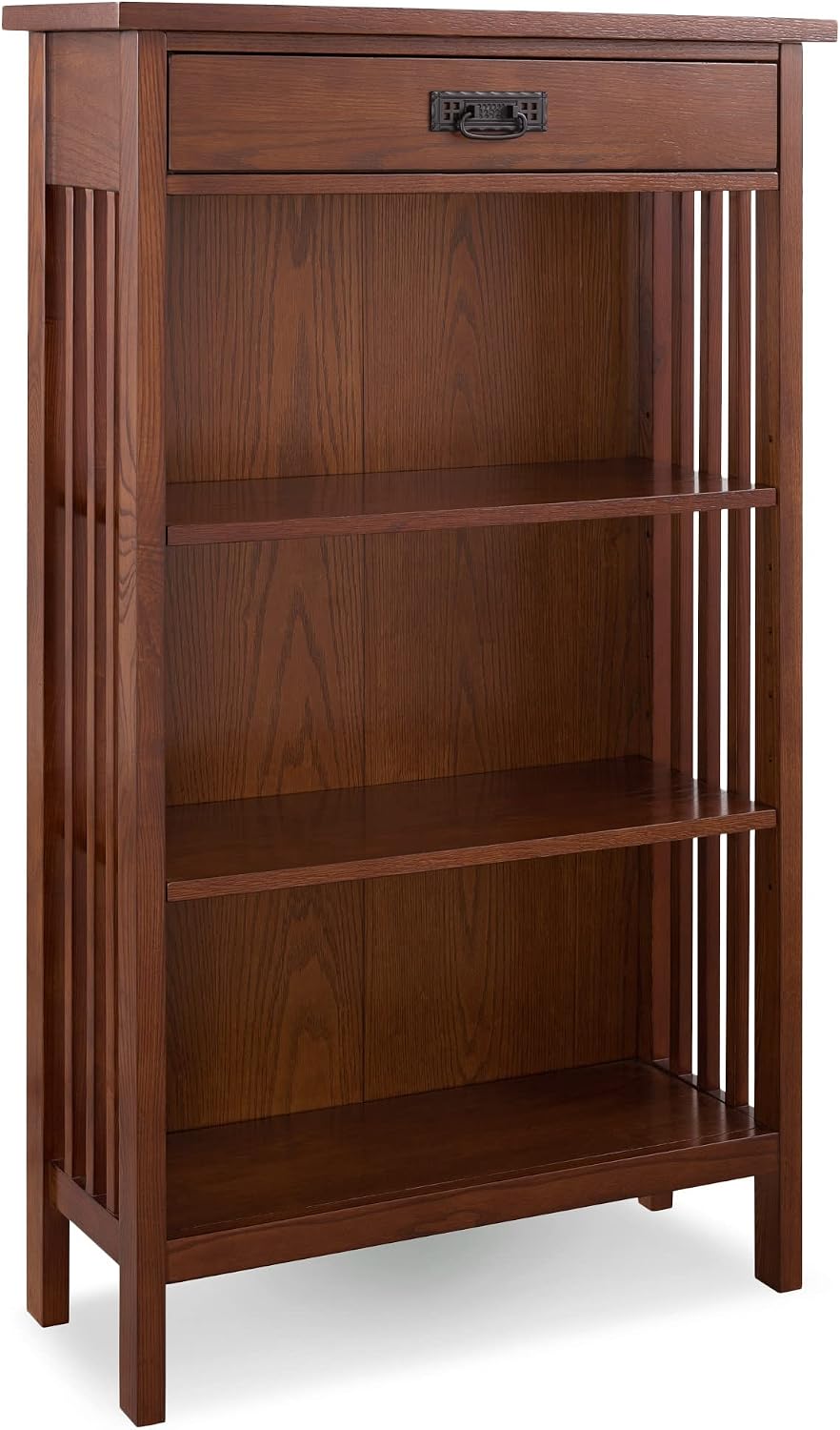 Leick Home Mission Corner Bookcase, 36", Mission Oak | Adjustable Shelves, Freestanding, Traditional, Wood, Furniture, 82263