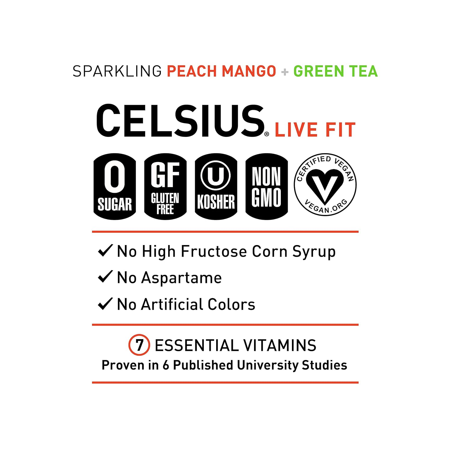 CELSIUS Sparkling Orange, Sugar Free Energy Drink, 12 Fl Oz (Pack of 4)
