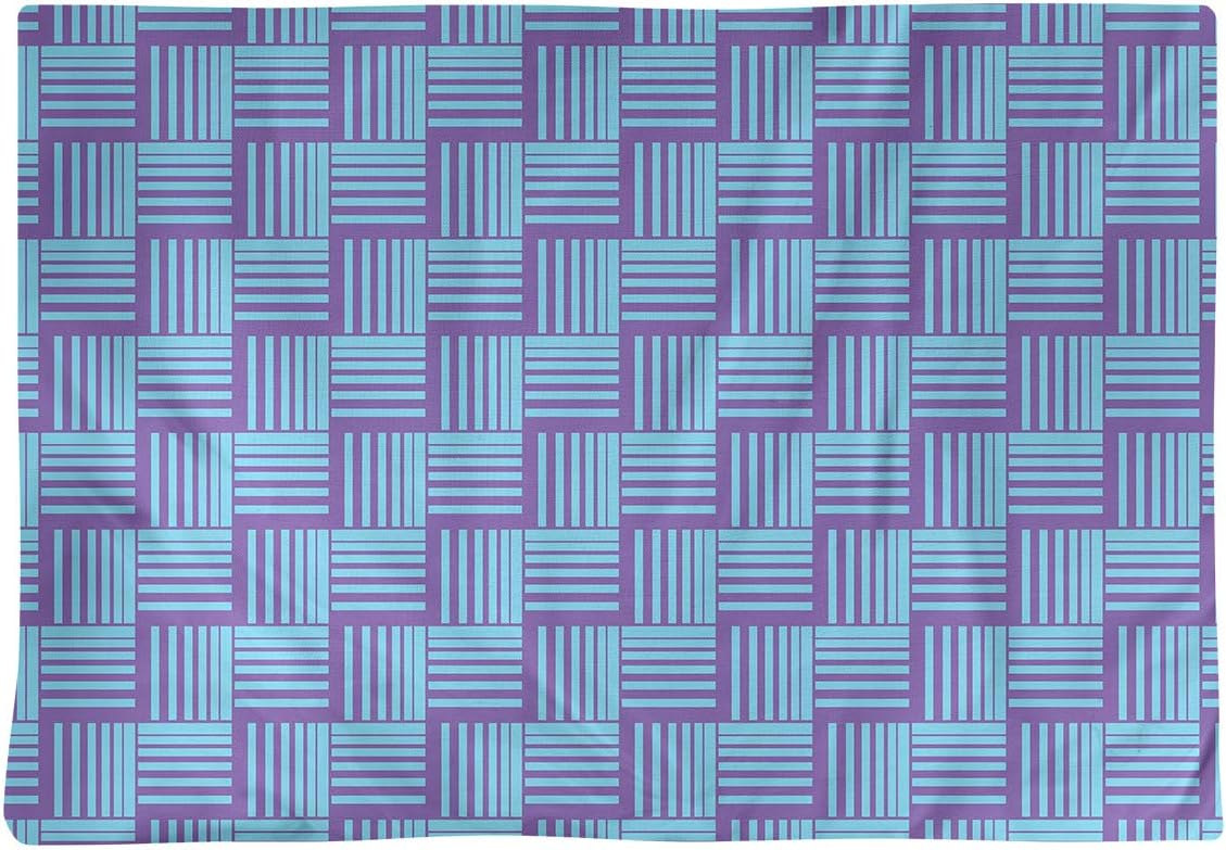 Dana Strider Color Contrast Basketweave Stripes Table Placemat, 18 x 14, Purple & Teal
