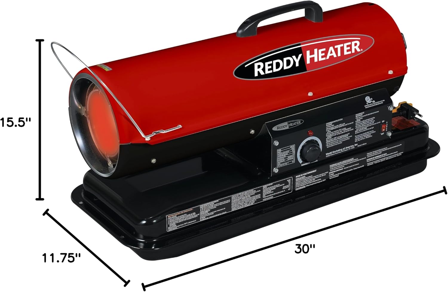 Reddy Heater 80, 000 BTU Forced Air Kerosene Heater, Diesel - RFA80T-V3 | Contractor Grade for Construction & Garage, 5 Gallon Tank, 8.5 hr Run Time