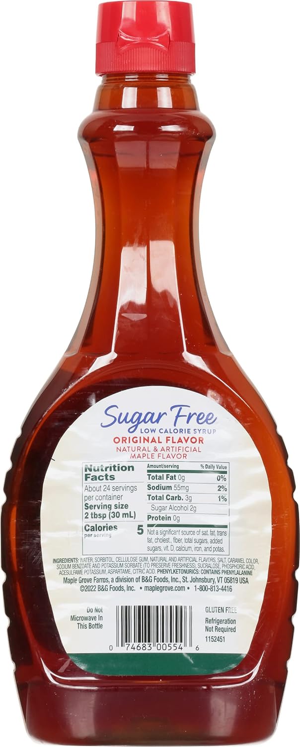Maple Grove Farms Syrup, Sugar Free, 24 Ounce