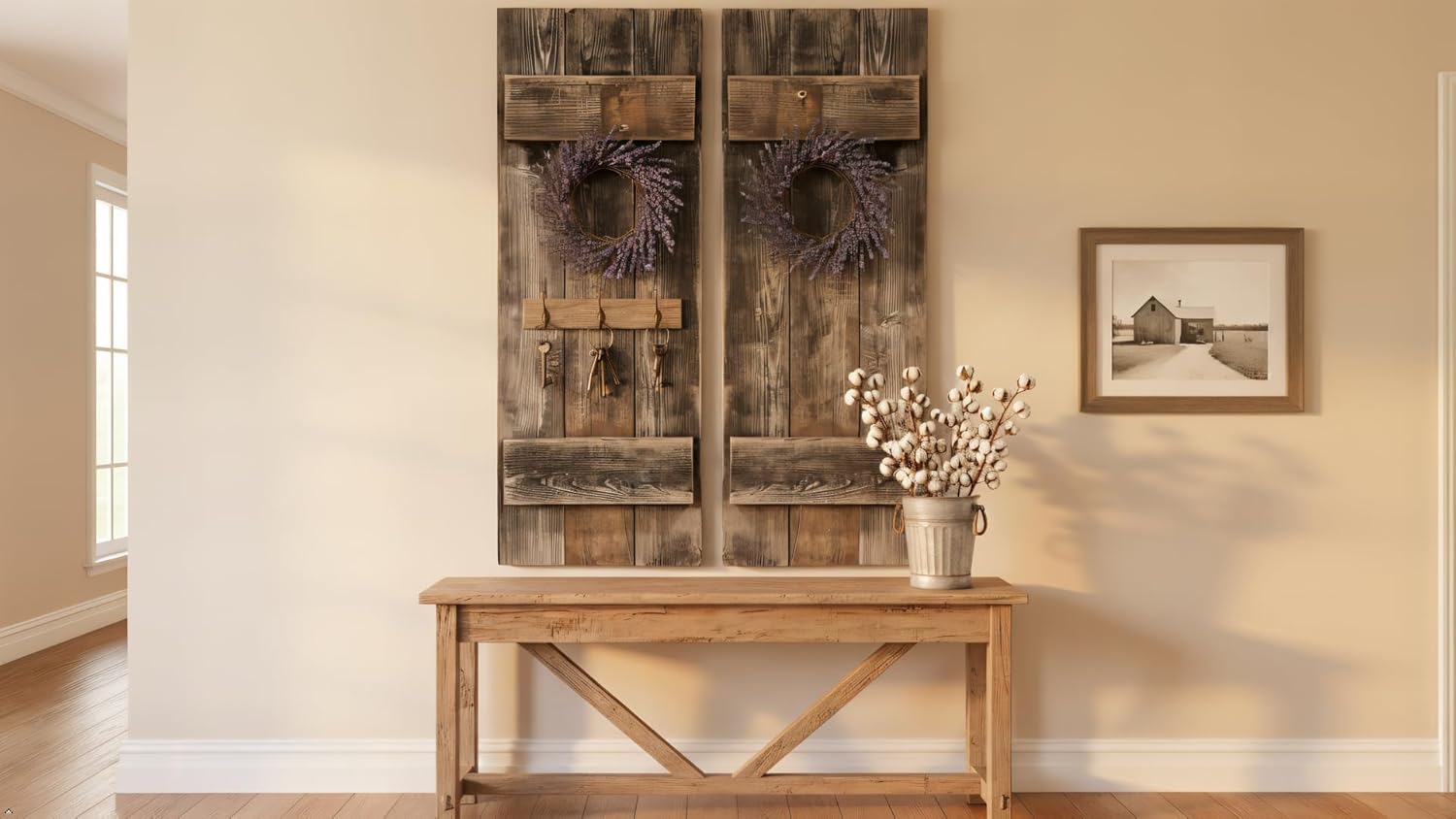Rustic Revival | Rustic Shutters Made from 100% Reclaimed Weathered Wood – Set of 2 – Farmhouse Barnwood Style Wall Decor – Real Wood Handmade