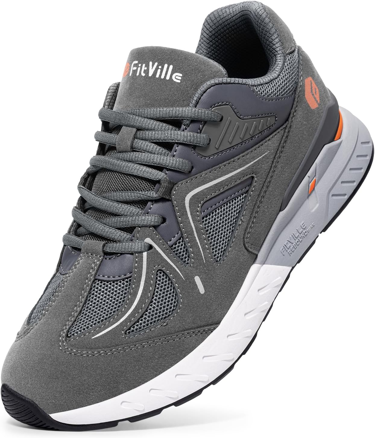 FitVille Extra Wide Walking Shoes for Men Wide Width Sneakers for Flat Feet Heel Pain Relief - Rebound Core
