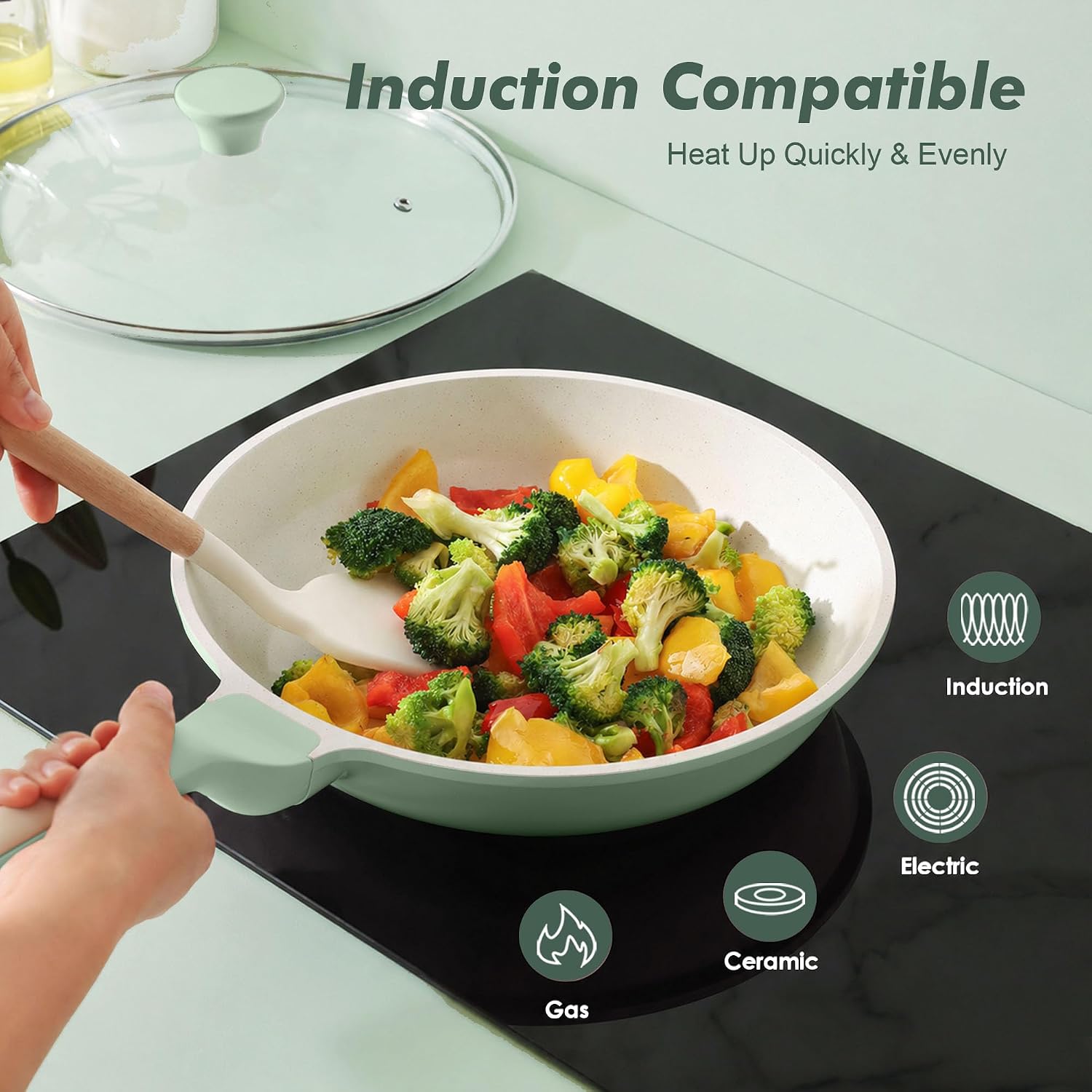 SENSARTE Nonstick Frying Pan Skillet, Swiss Granite Coating Omelette Pan, Healthy Stone Cookware Chef's Pan