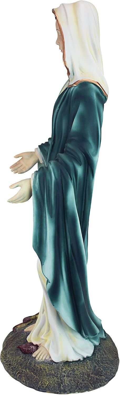 Design Toscano Anne with Young Mother Mary Holy Religious Garden Statue, 12 inches wide, 21 inches tall, Cast Stone Resin, Antique Stone Finish