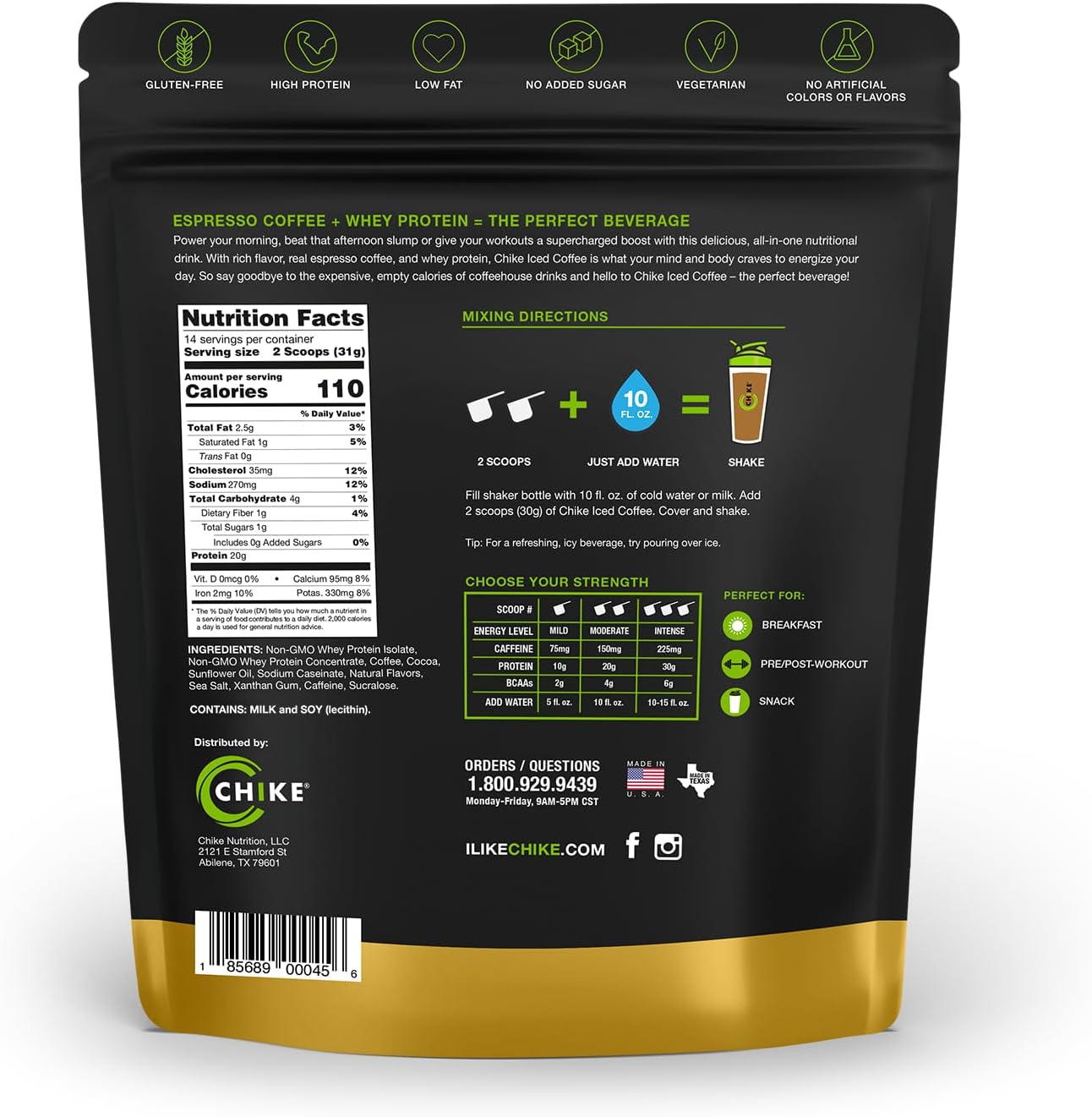 Chike Mocha High Protein Iced Coffee, 20 G Protein, 2 Shots Espresso, 1 G Sugar, Keto Friendly and Gluten Free, 14 Servings (15.3 Ounce)