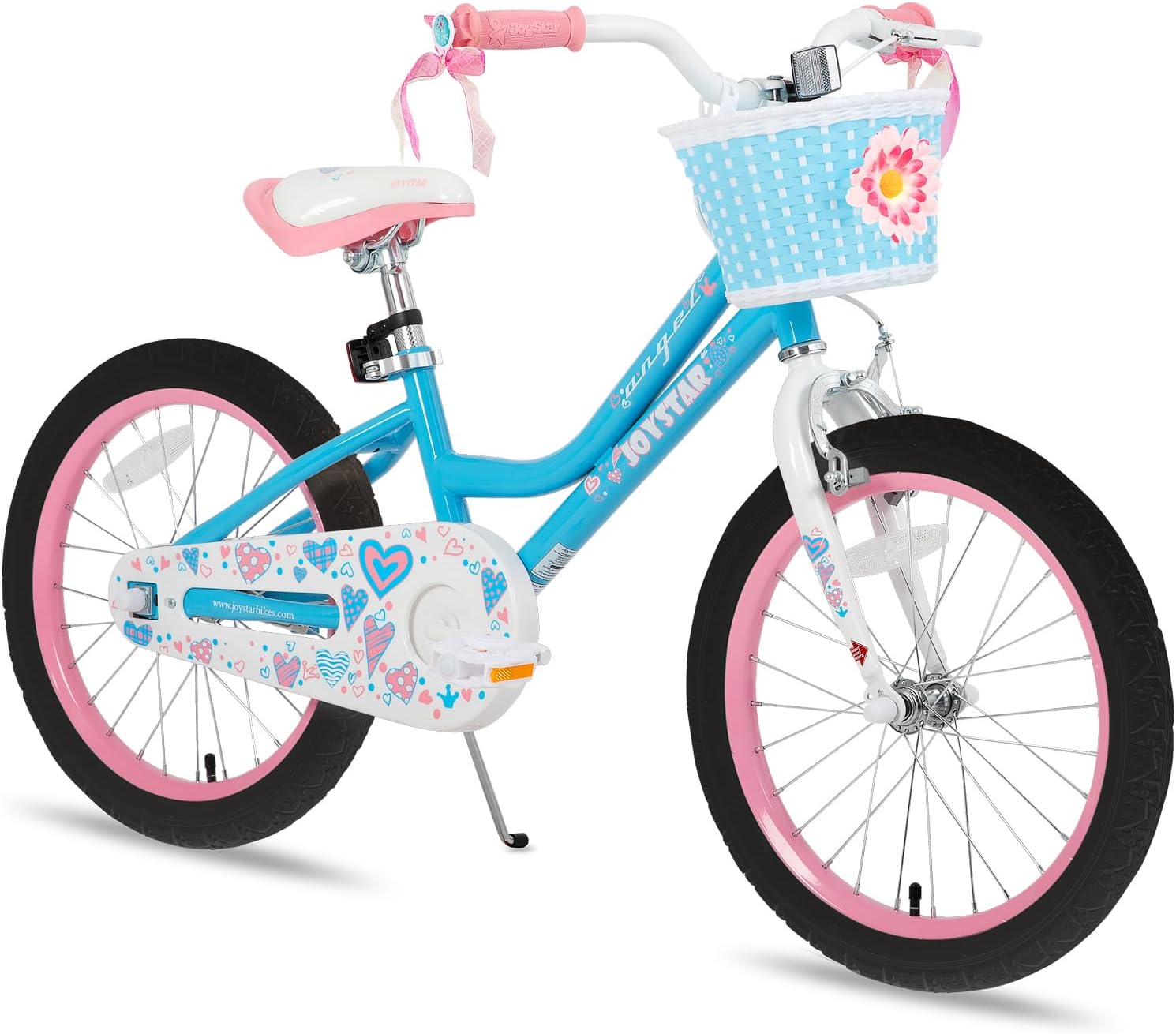 JOYSTAR Angel Girls Bike for Toddlers and Kids Ages 2-12 Years | 12-20 Inch Kids Bike with Training Wheels & Basket, 20 24“ Bicycle with Kickstand