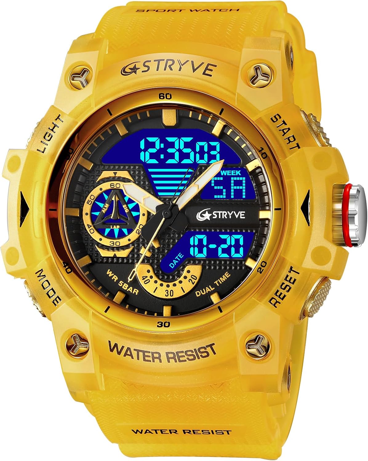 Gosasa Men's Large Face Outdoor Sports Watches Military S-Shock Watch Waterproof, Backlight, Alarm, Stopwatch Features - Rugged Wristwatch for Training, Hiking, and Adventure