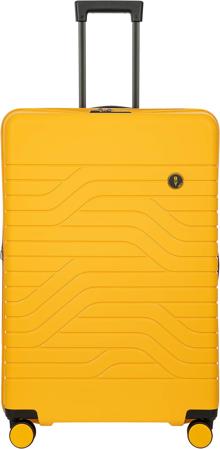 Bric's B|Y Ulisse Checked Luggage with Spinner Wheels – Expandable Lightweighted Hard Shell Suitcase, TSA Combination Lock - Removeable Wash Bag Included - 30 Inch, Mango