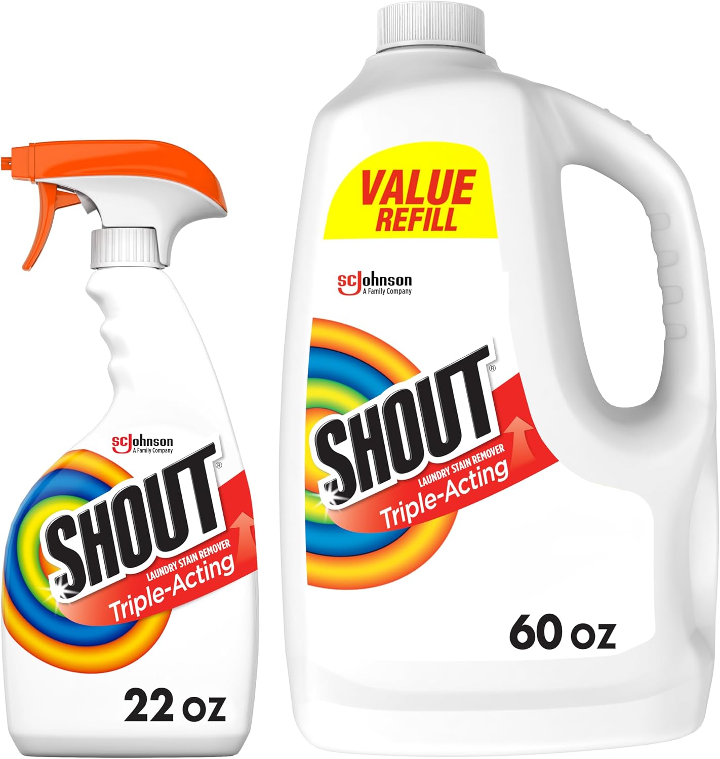 Shout Active Enzyme Laundry Stain Remover Spray, Triple-Acting Formula Clings, Penetrates, and Lifts 100+ Types of Everyday Stains - Prewash Spray 22oz
