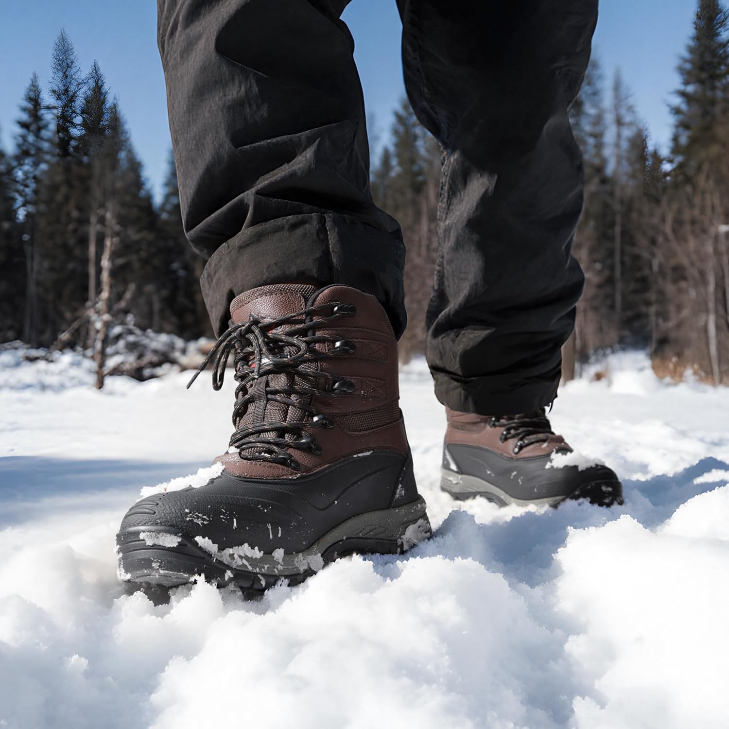 NORTIV 8 Men's Insulated Waterproof Winter Snow Boots | Sealed Build Keeps Feet Dry; Rubber Outsole Boosts Grip; Stable Fit Adds Support; Ideal for Hiking, Daily Wear BRIGADE