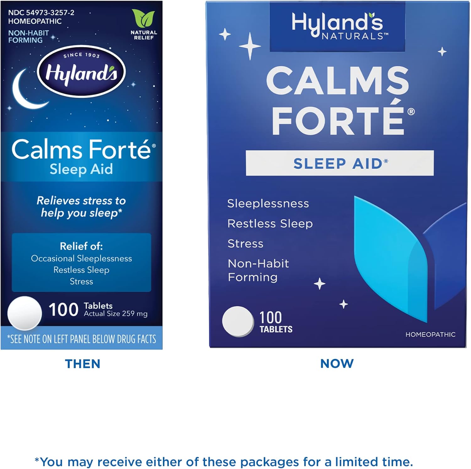 Hyland's Calms Forte' Sleep Aid Tablets, Natural Relief of Nervous Tension and Occasional Sleeplessness, 100 Count (Pack of 2)