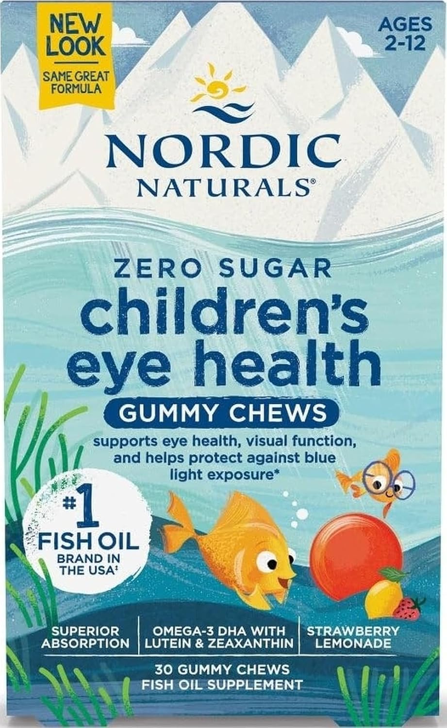 Nordic Naturals Kids Eye Health Gummies w/ 484mg Omega-3 + Lutein, 30 Count