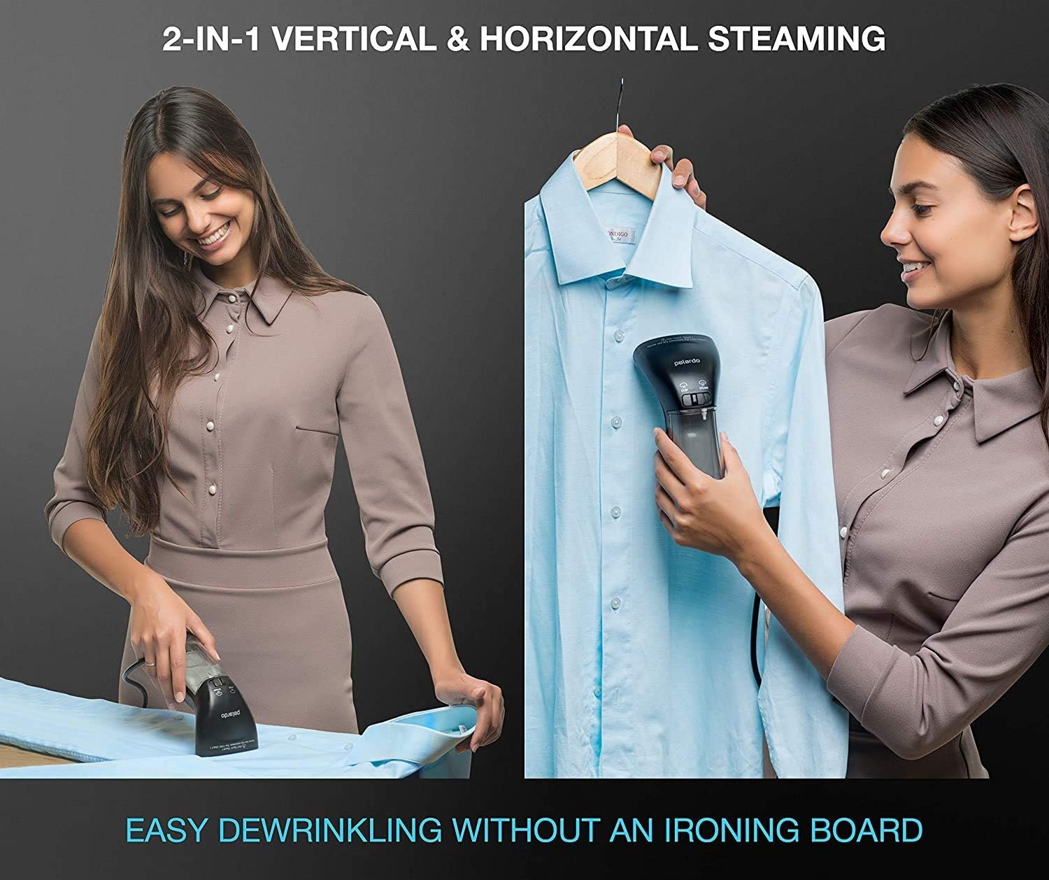 Polardo Travel Garment Steamer - Compact Portable Handheld Clothes Steamer with 360° Anti-Spill Technology