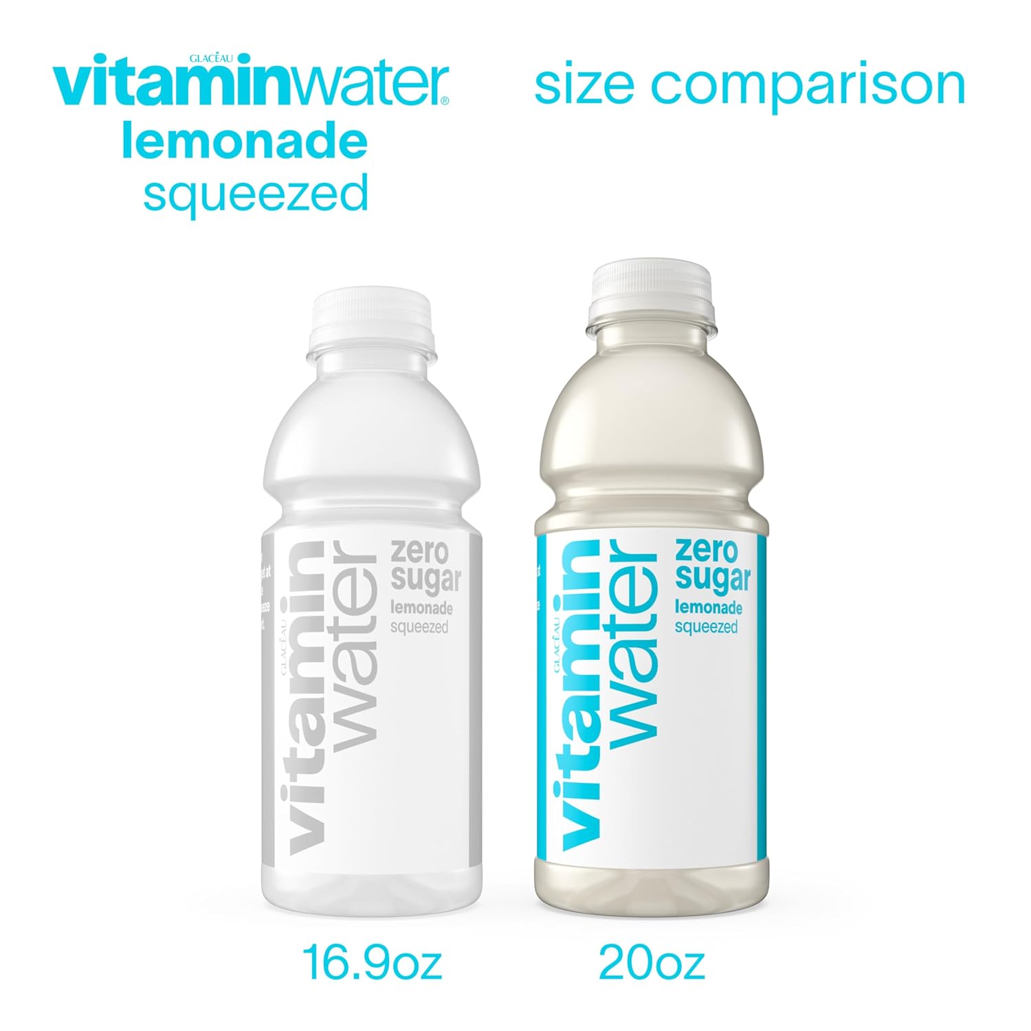 vitaminwater Squeezed Lemonade Zero Sugar, Flavored Water Beverage Bottles, 20 fl oz, 12 Pack