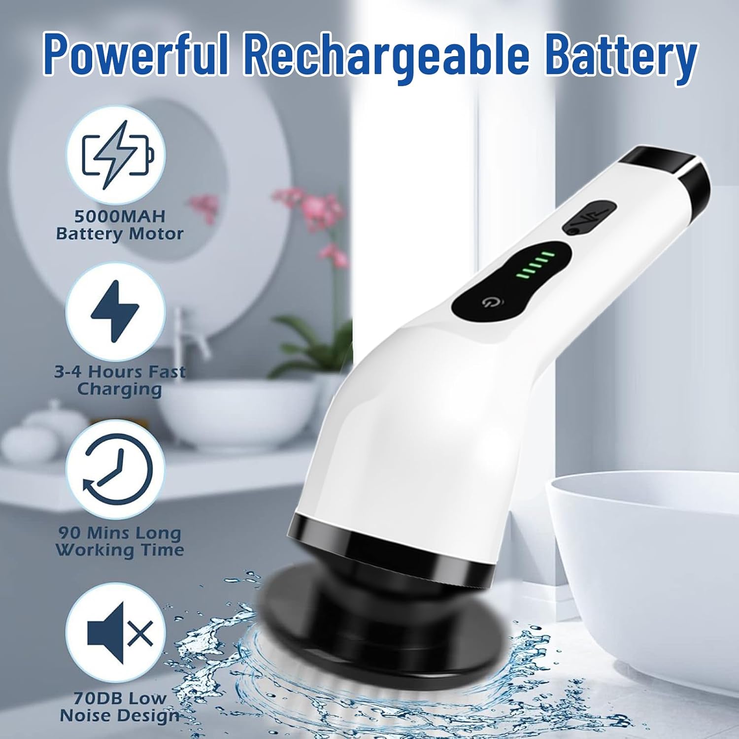 Electric Spin Scrubber, Cordless Cleaning Brush Scrubber with 12 Replaceable Brush Heads