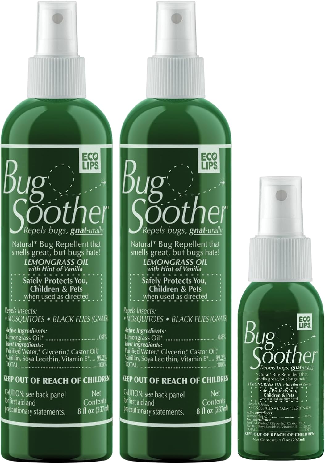 Bug Soother Natural Insect Repellent Spray, DEET-Free 8 oz. (2 Count) | Plant Based | Repels Mosquitos, Gnats & No See'ums | Family Safe | Made in the USA