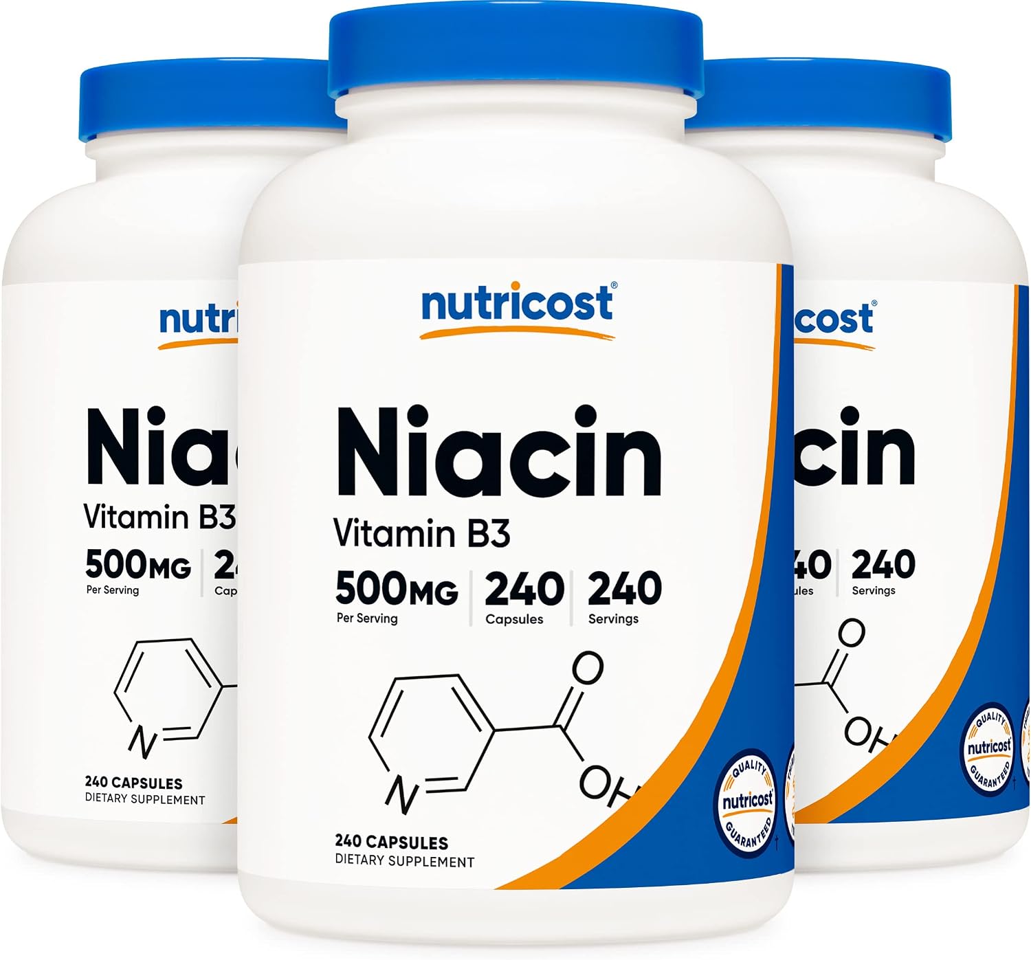 Nutricost Niacin (Vitamin B3) 500mg, 240 Capsules, with Flushing, GMO-Free | Gluten-Free