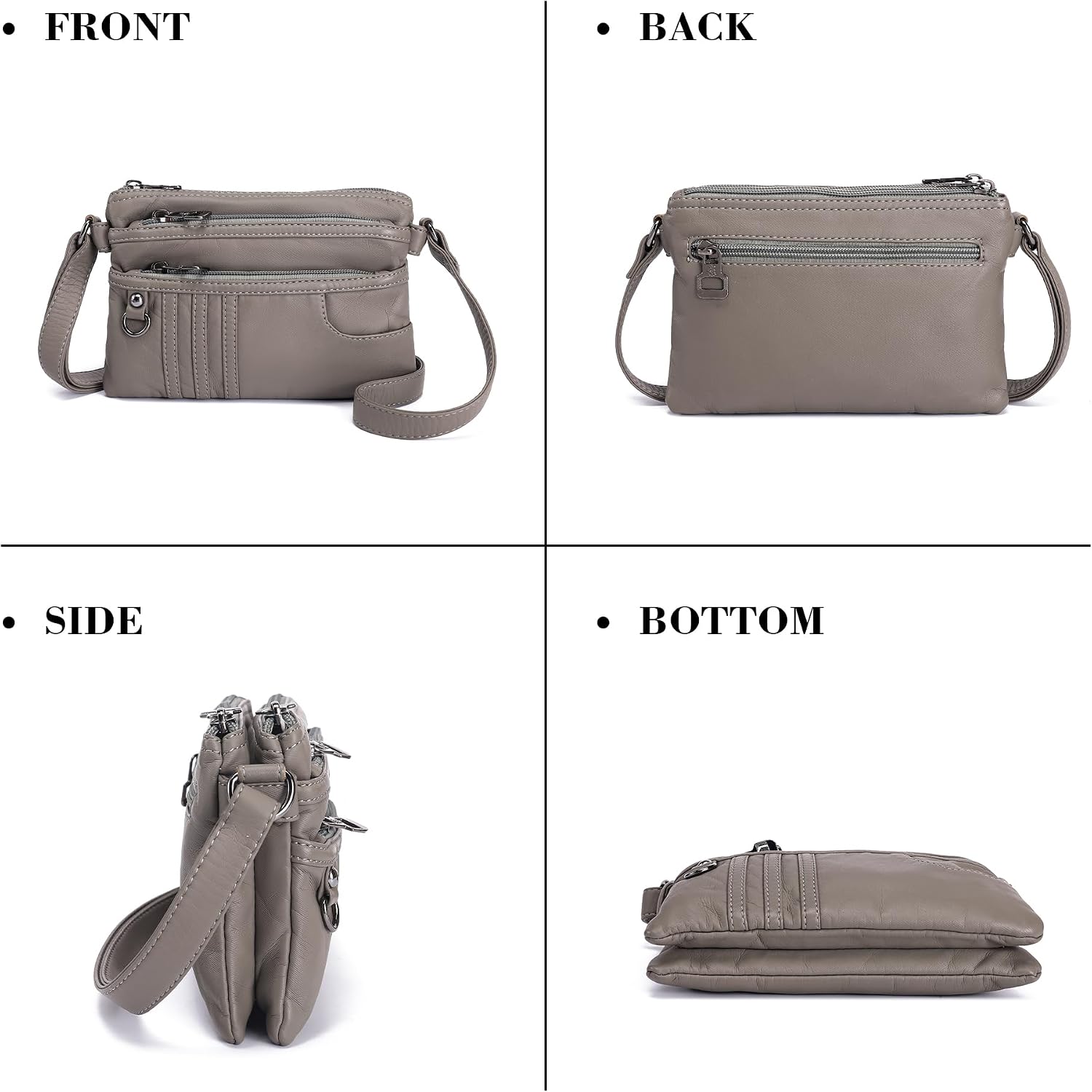 MINICAT Multi Pocket Small Crossbody Purses for Women Everyday Shoulder Bag | Lightweight Organizer, Cross body Bag with Multiple Zipper Pockets, Vegan Leather, Phone Purse for Travel Casual Daily