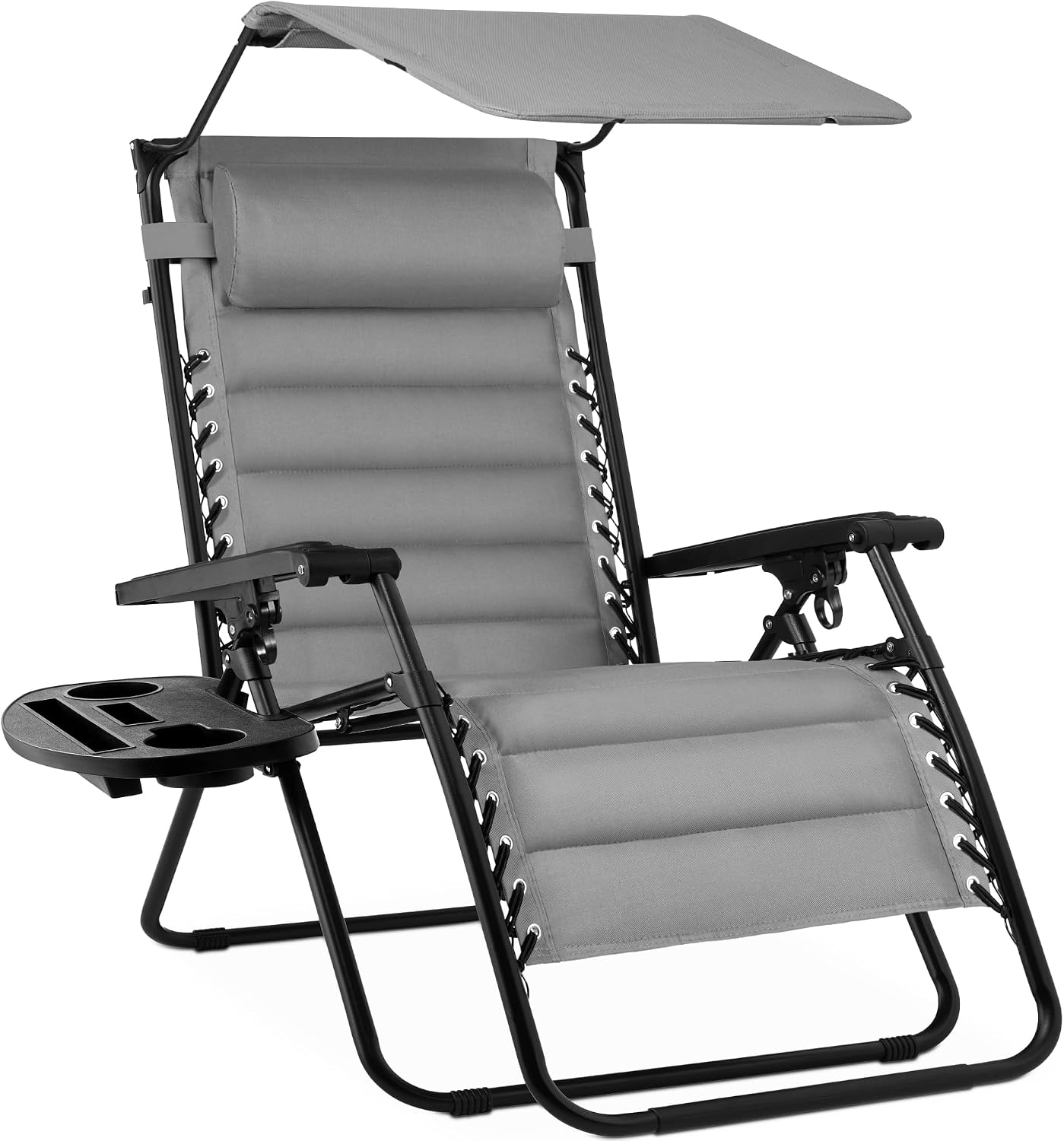 Best Choice Products Oversized Padded Zero Gravity Chair, Folding Outdoor Patio Recliner, XL Anti Gravity Lounger for Backyard w/Headrest, Cup Holder