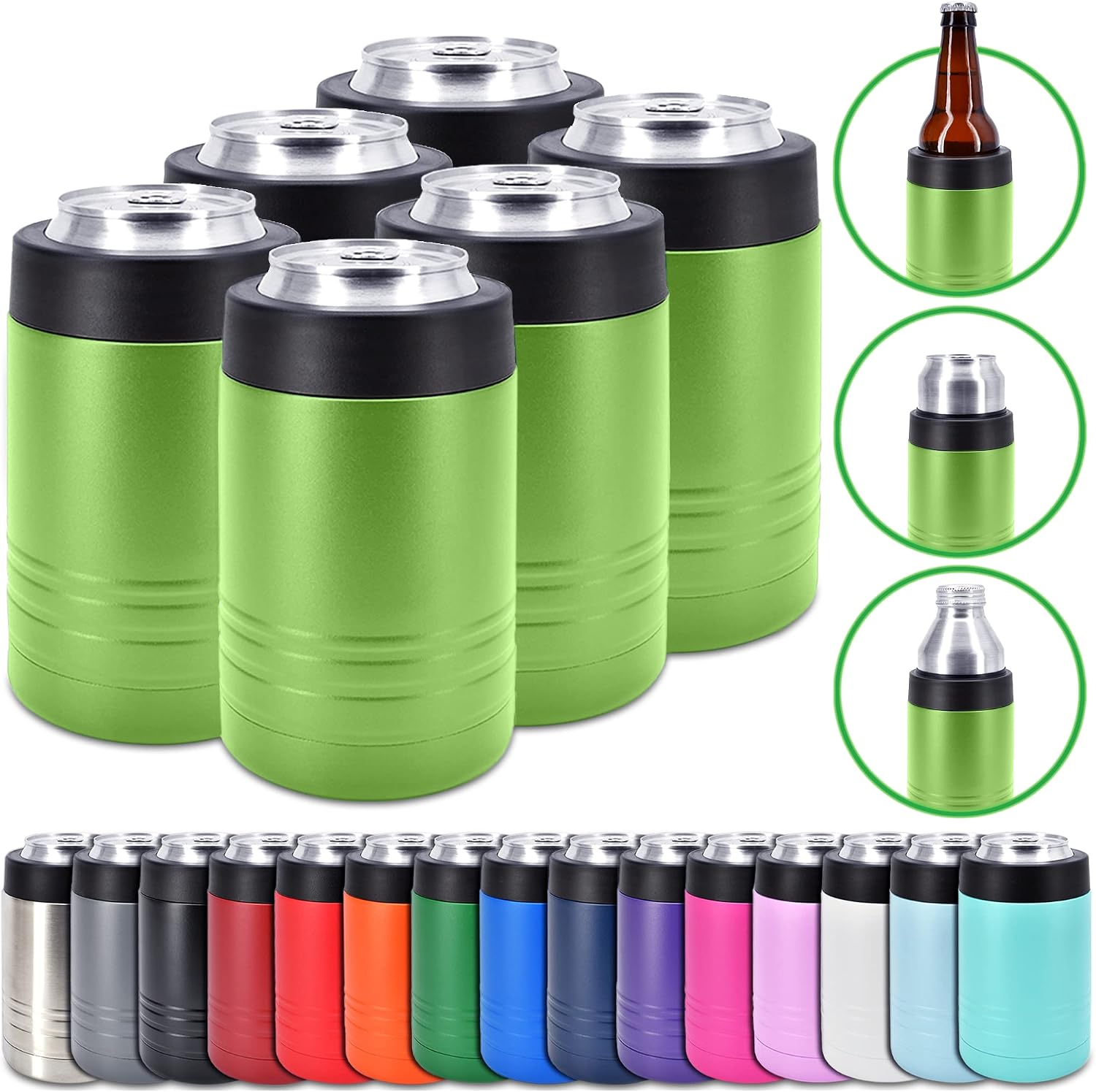 Clear Water Home Goods 12 oz 4-in-1 Stainless Steel Can Cooler (6-Pack)